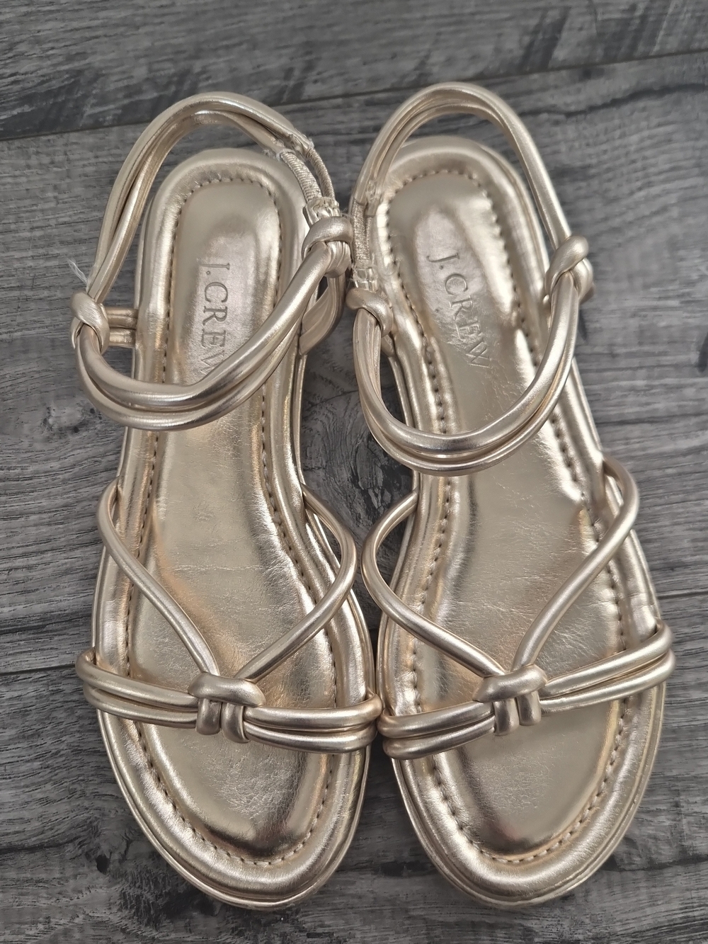J. Crew Metallic Rose Gold Knotted Strappy Sandals - Picture 3 of 7